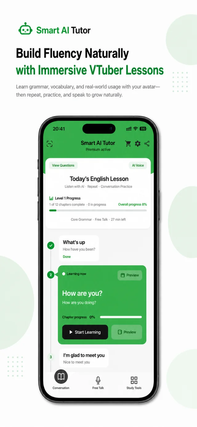 TalkAI Tutor app screen 2
