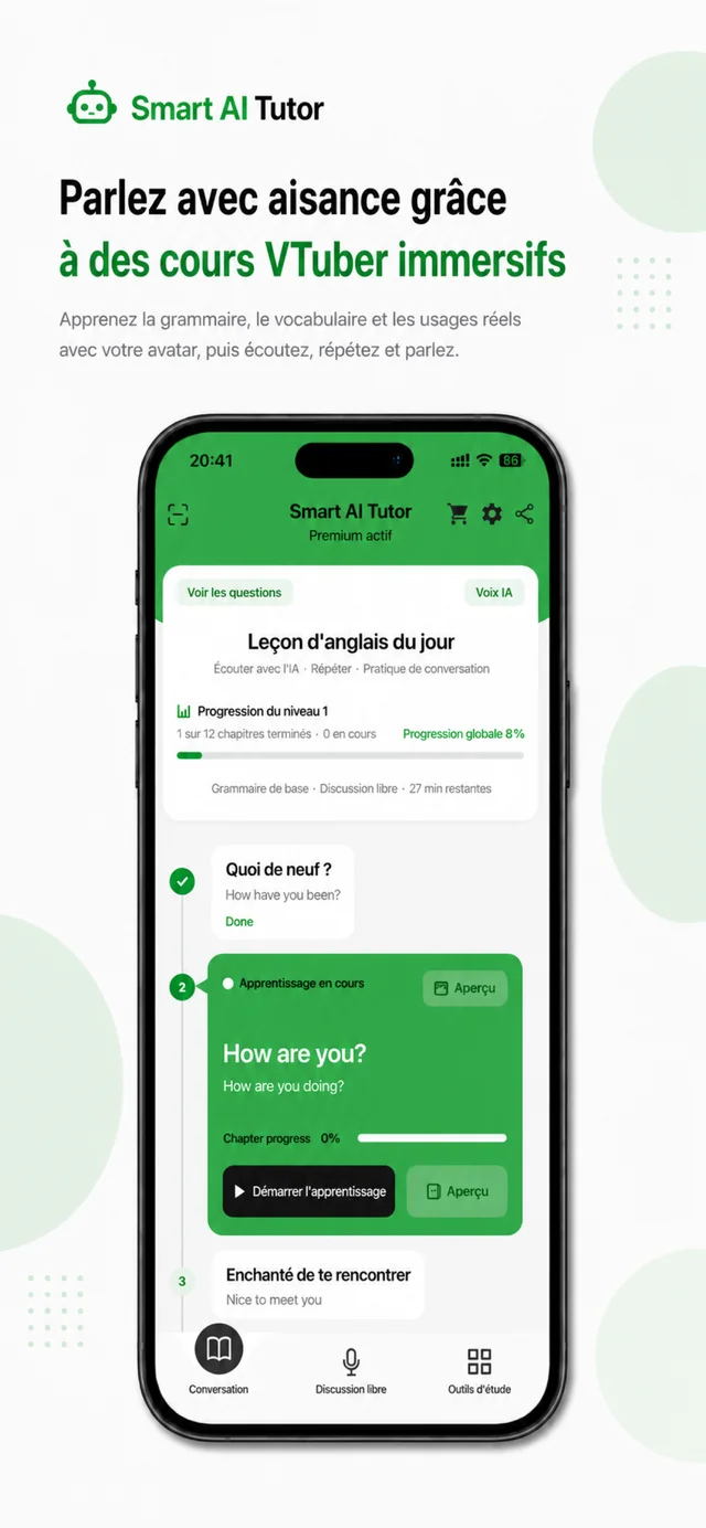 TalkAI Tutor écran de l’application 2