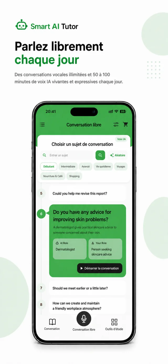 TalkAI Tutor écran de l’application 3