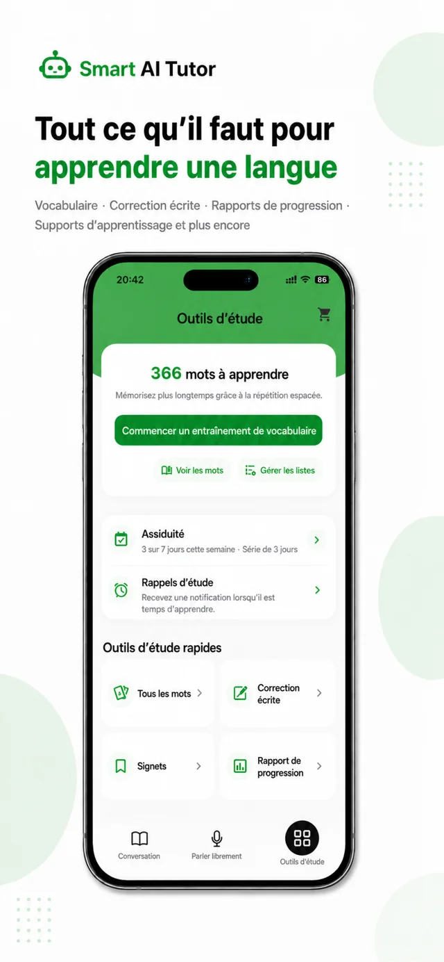TalkAI Tutor écran de l’application 5