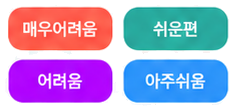매우어려움, 어려움, 쉬운편, 아주쉬움 선택 버튼