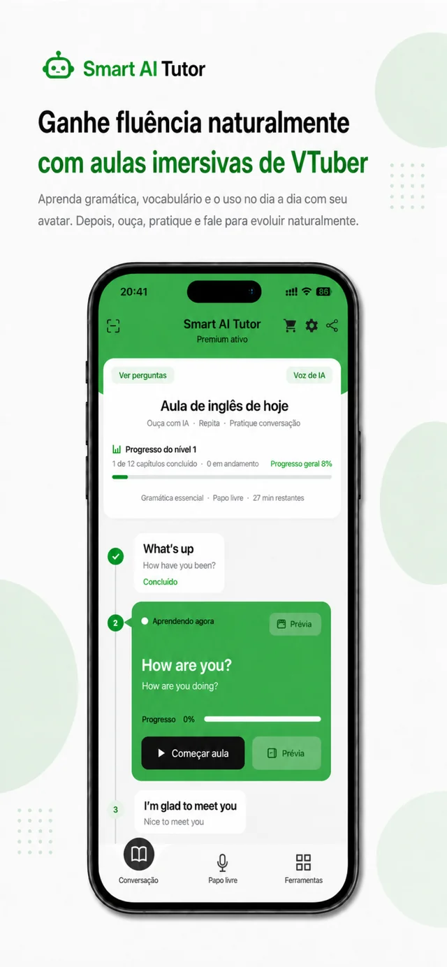 TalkAI Tutor tela do aplicativo 2