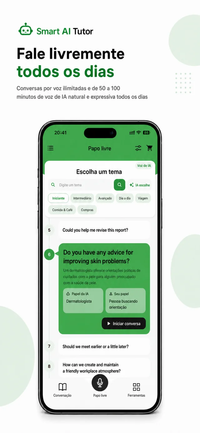 TalkAI Tutor tela do aplicativo 3