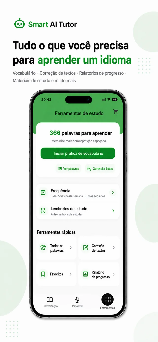 TalkAI Tutor tela do aplicativo 5