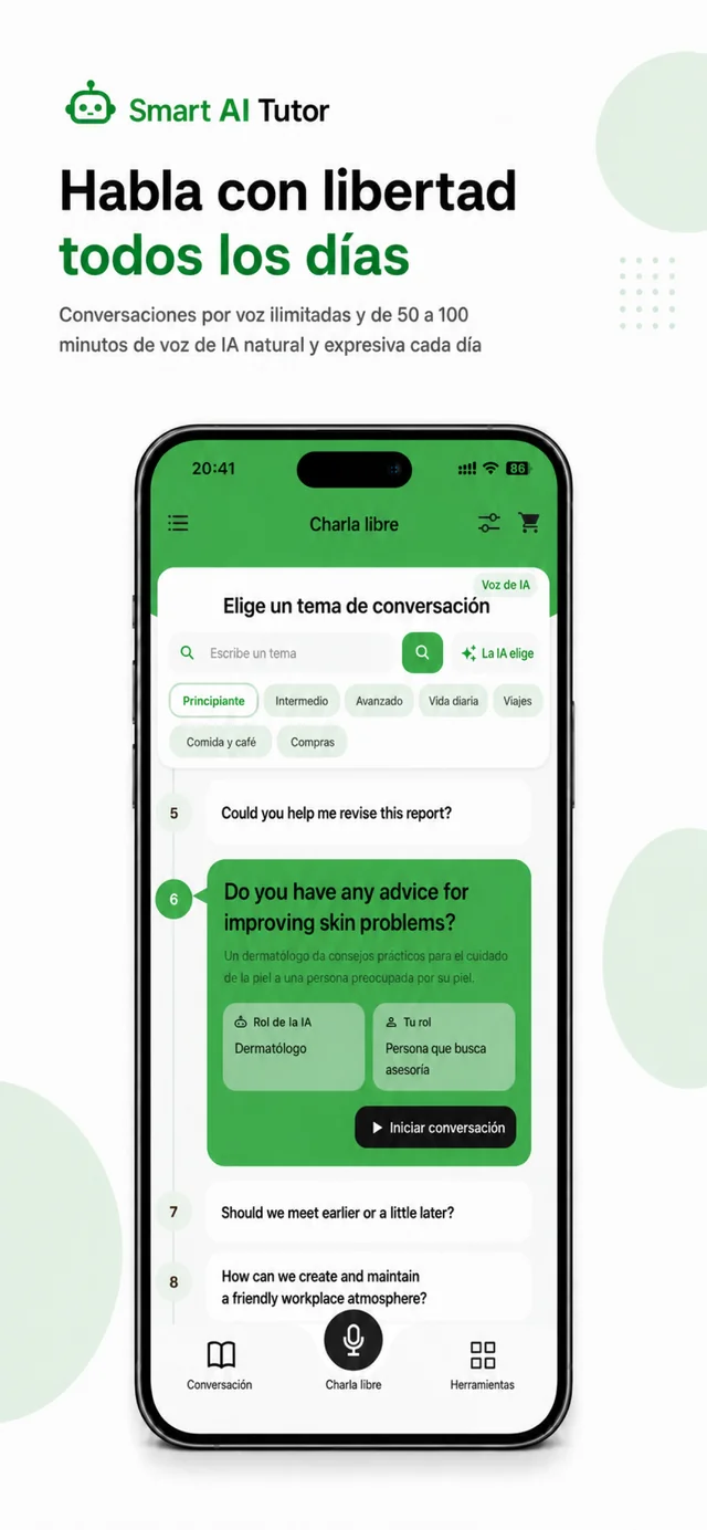 TalkAI Tutor pantalla de la aplicación 3