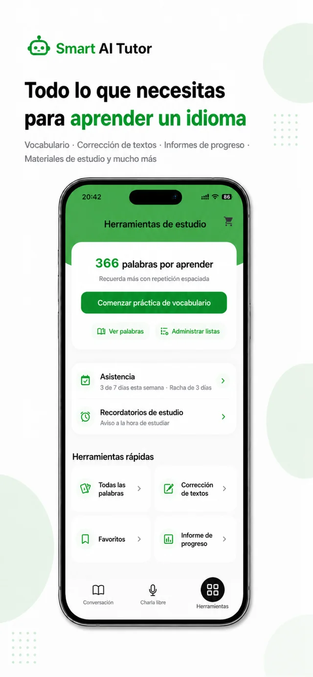 TalkAI Tutor pantalla de la aplicación 5